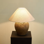 Stoneveil Ceramic Table Lamp with Linen Shade for Bedroom and Living Room