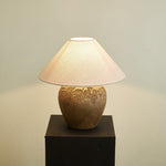 Stoneveil Ceramic Table Lamp with Linen Shade for Bedroom and Living Room