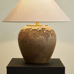 Stoneveil Ceramic Table Lamp with Linen Shade for Bedroom and Living Room