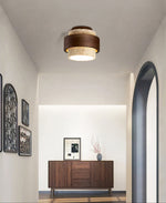 Stonova Travertine Ceiling Light in Walnut and Natural Stone