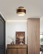 Stonova Travertine Ceiling Light in Walnut and Natural Stone