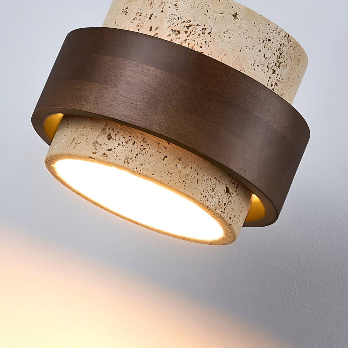 Stonova Travertine Ceiling Light in Walnut and Natural Stone
