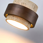 Stonova Travertine Ceiling Light in Walnut and Natural Stone