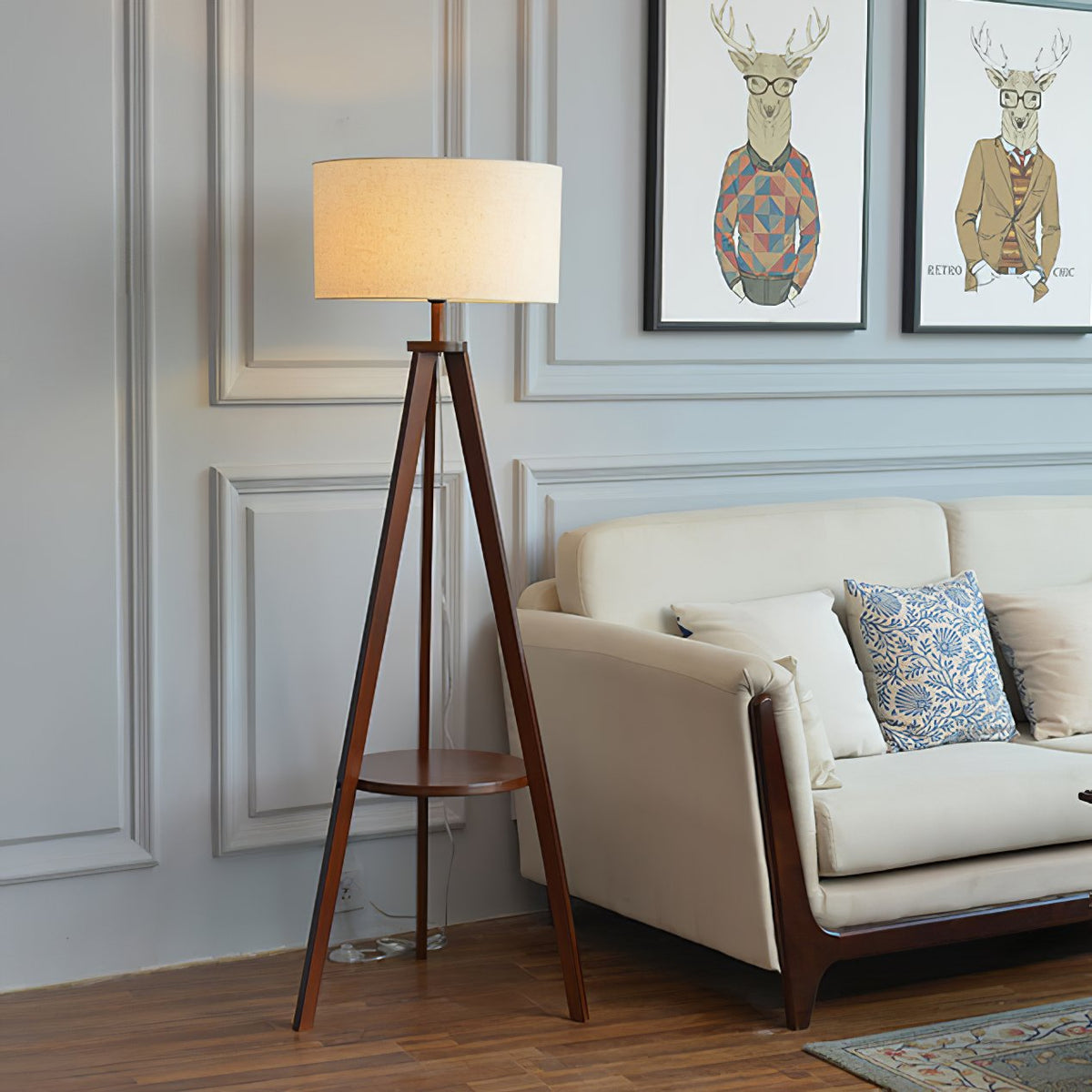Storage Table Floor Lamp