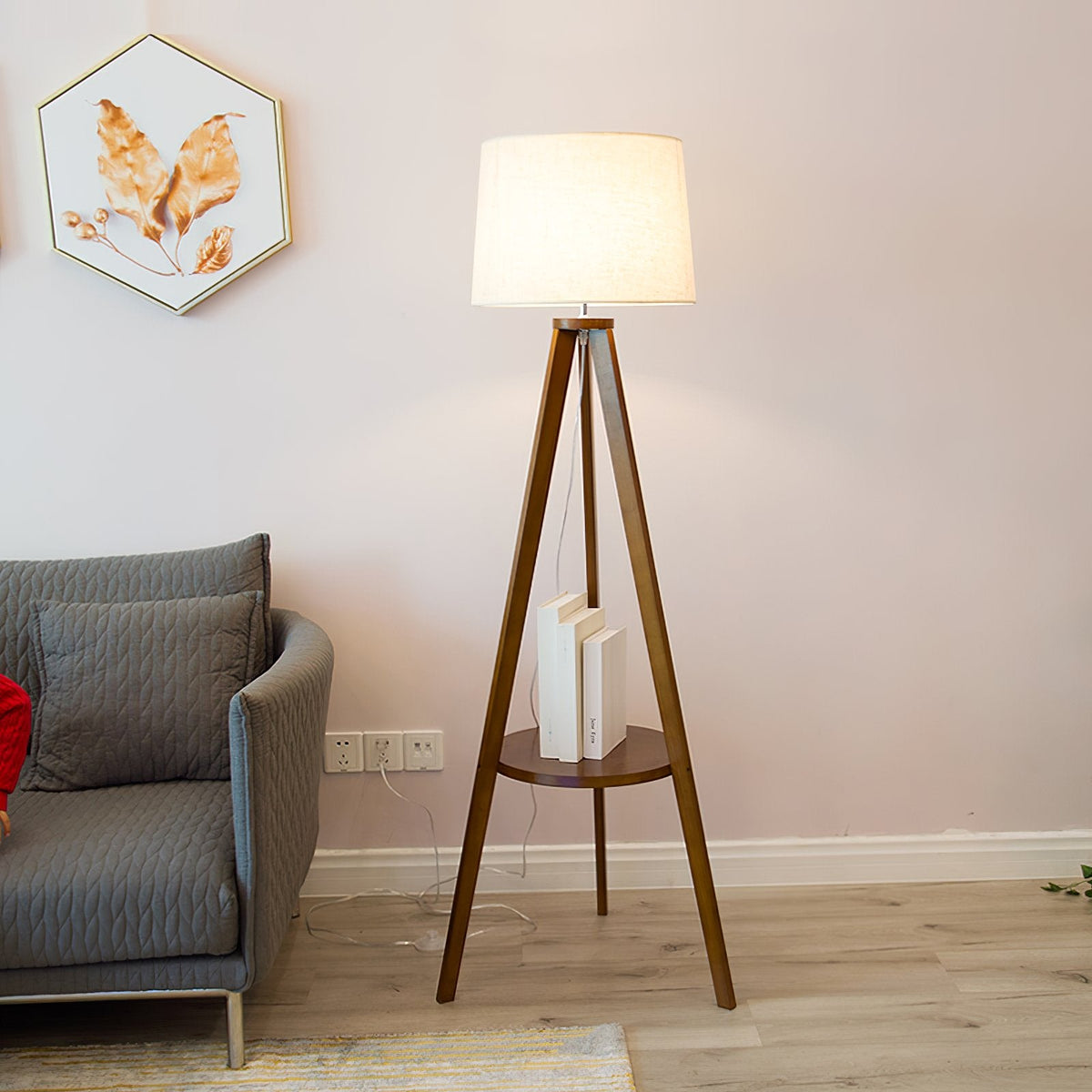 Storage Table Floor Lamp