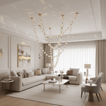 Strand Necklace Chandelier — Modern Gold & Acrylic LED Pendant Light
