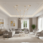 Strand Necklace Chandelier — Modern Gold & Acrylic LED Pendant Light