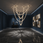 Strand Necklace Chandelier — Modern Gold & Acrylic LED Pendant Light