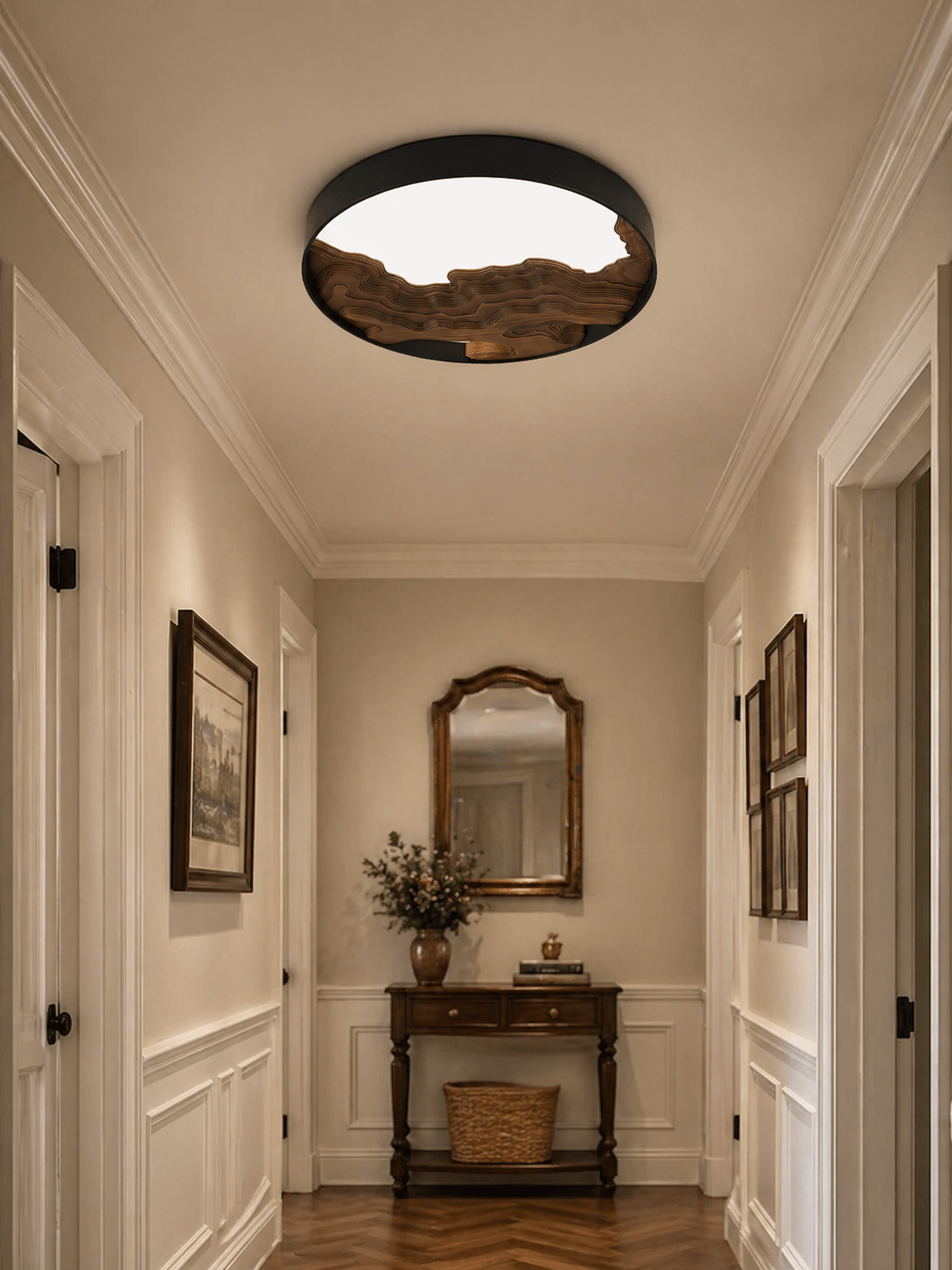 Strata Topographic Wood LED Ceiling Light, Modern Flush Mount