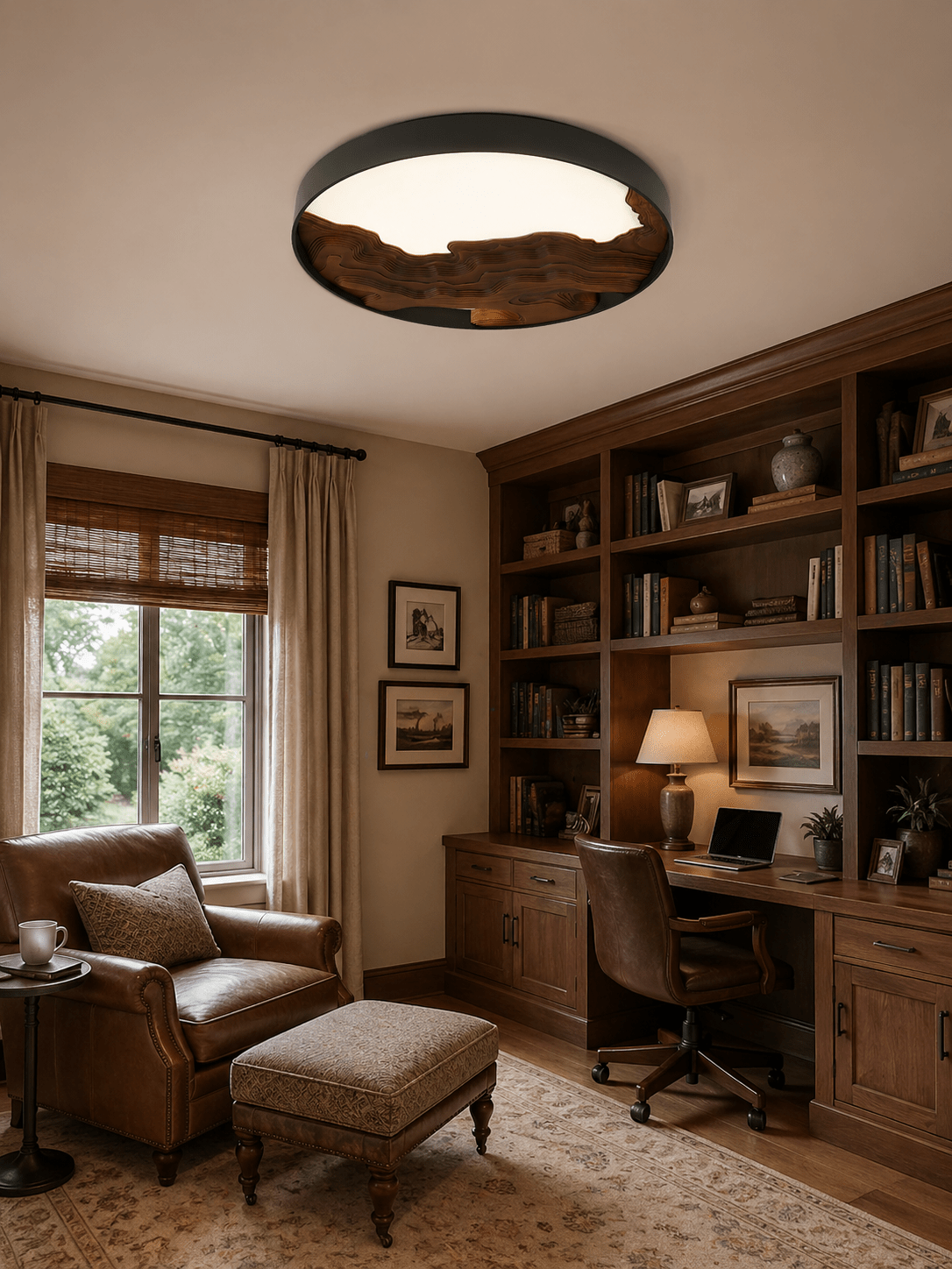 Strata Topographic Wood LED Ceiling Light, Modern Flush Mount
