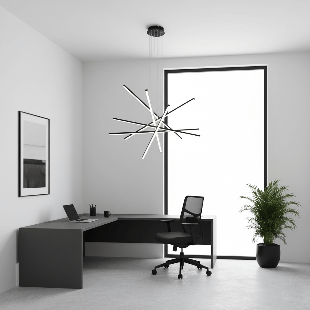 Strata Linear LED Chandelier, Modern Architectural Pendant Light for Dining Room