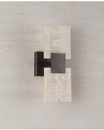 Strata Shift Alabaster Wall Sconce in Black Metal