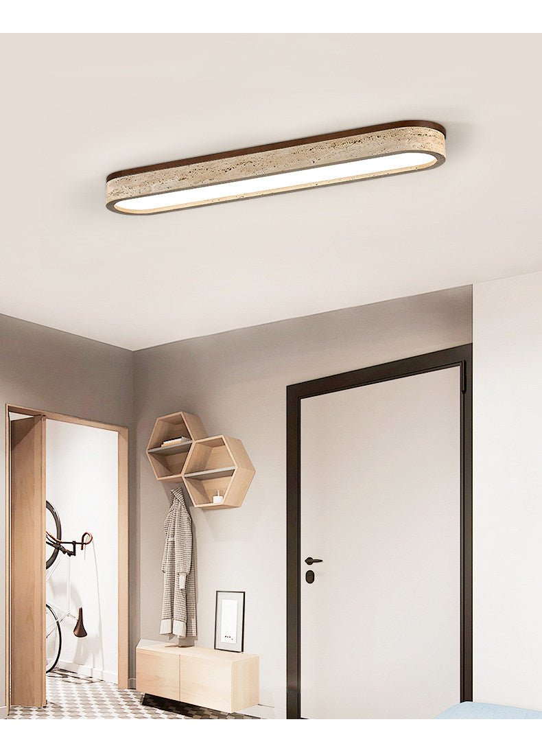 Strata Vein Linear Ceiling Light in Yellow Travertine