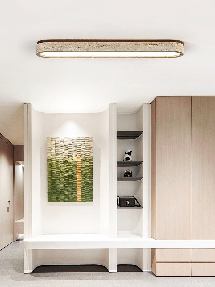 Strata Vein Linear Ceiling Light in Yellow Travertine