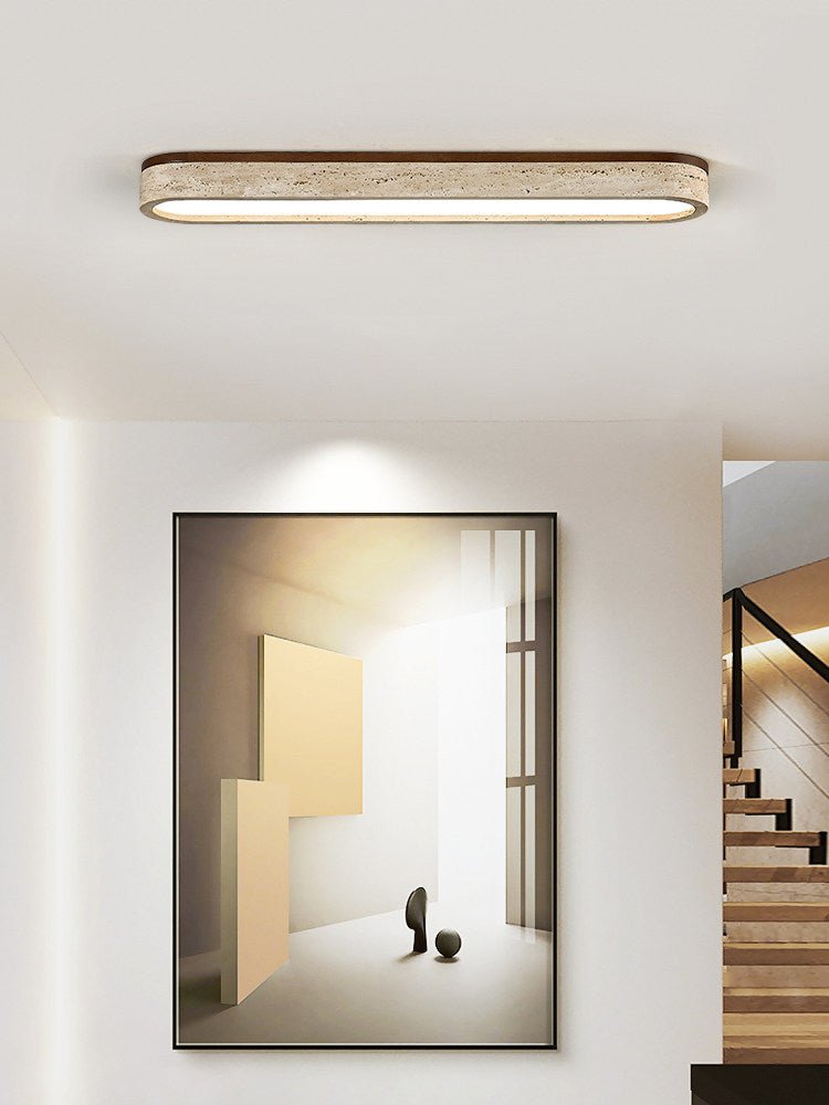Strata Vein Linear Ceiling Light in Yellow Travertine