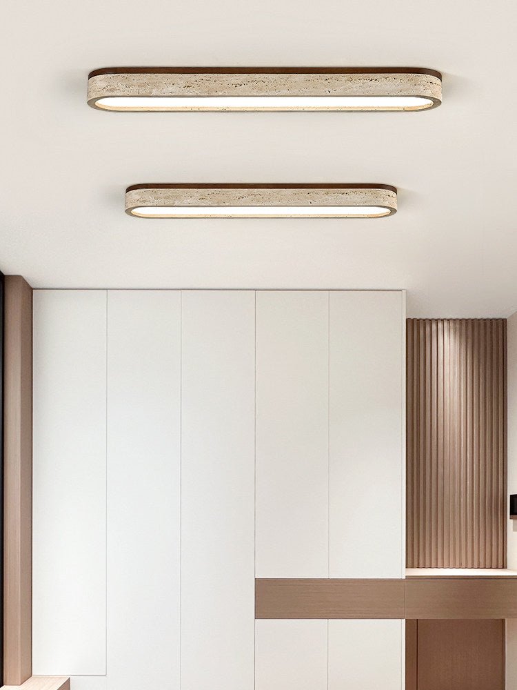 Strata Vein Linear Ceiling Light in Yellow Travertine