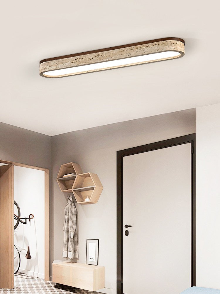 Strata Vein Linear Ceiling Light in Yellow Travertine