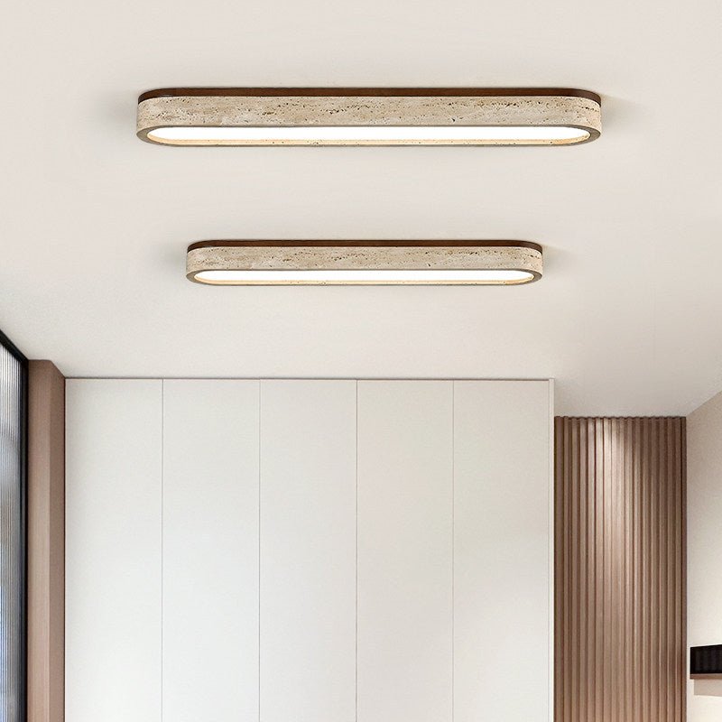 Strata Vein Linear Ceiling Light in Yellow Travertine