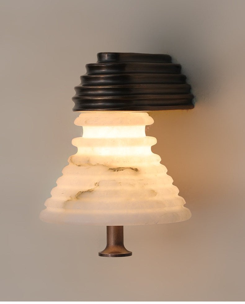 Strata Alabaster Wall Sconce with Bronze Accents