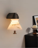 Strata Alabaster Wall Sconce with Bronze Accents