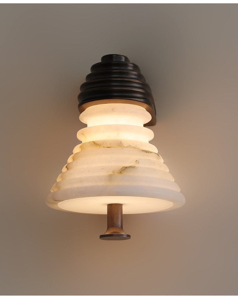 Strata Alabaster Wall Sconce with Bronze Accents
