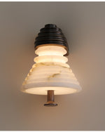 Strata Alabaster Wall Sconce with Bronze Accents