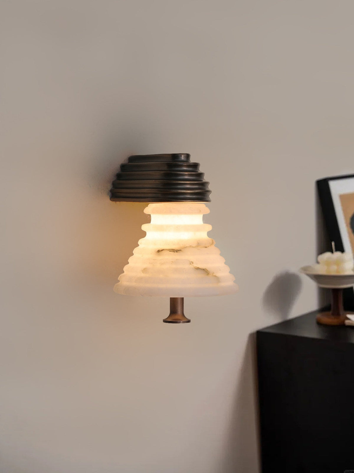 Strata Alabaster Wall Sconce with Bronze Accents