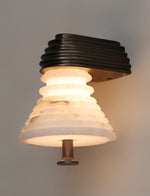 Strata Alabaster Wall Sconce with Bronze Accents