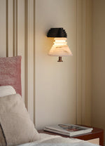 Strata Alabaster Wall Sconce with Bronze Accents