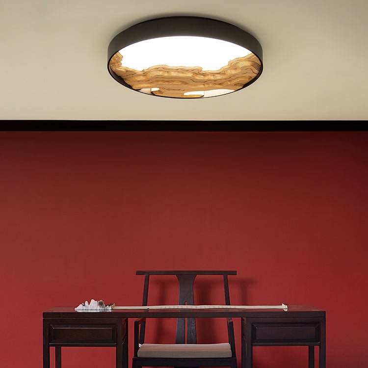 Strata Topographic Wood LED Ceiling Light, Modern Flush Mount