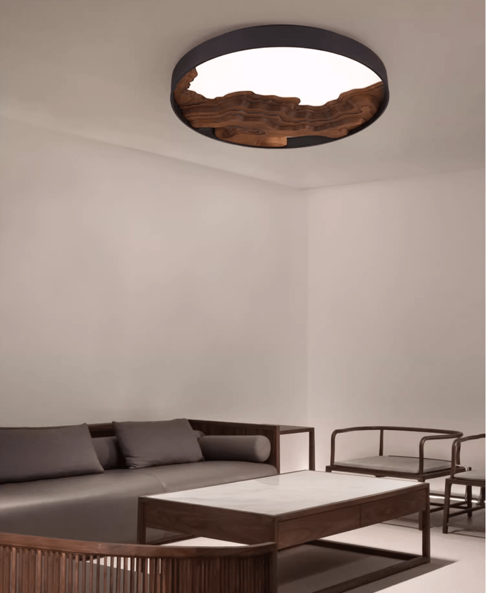 Strata Topographic Wood LED Ceiling Light, Modern Flush Mount