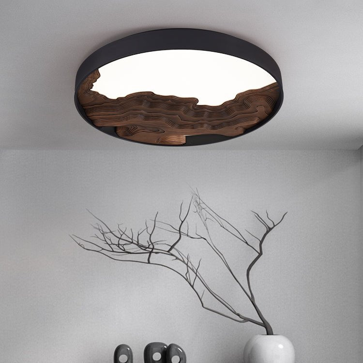 Strata Topographic Wood LED Ceiling Light, Modern Flush Mount
