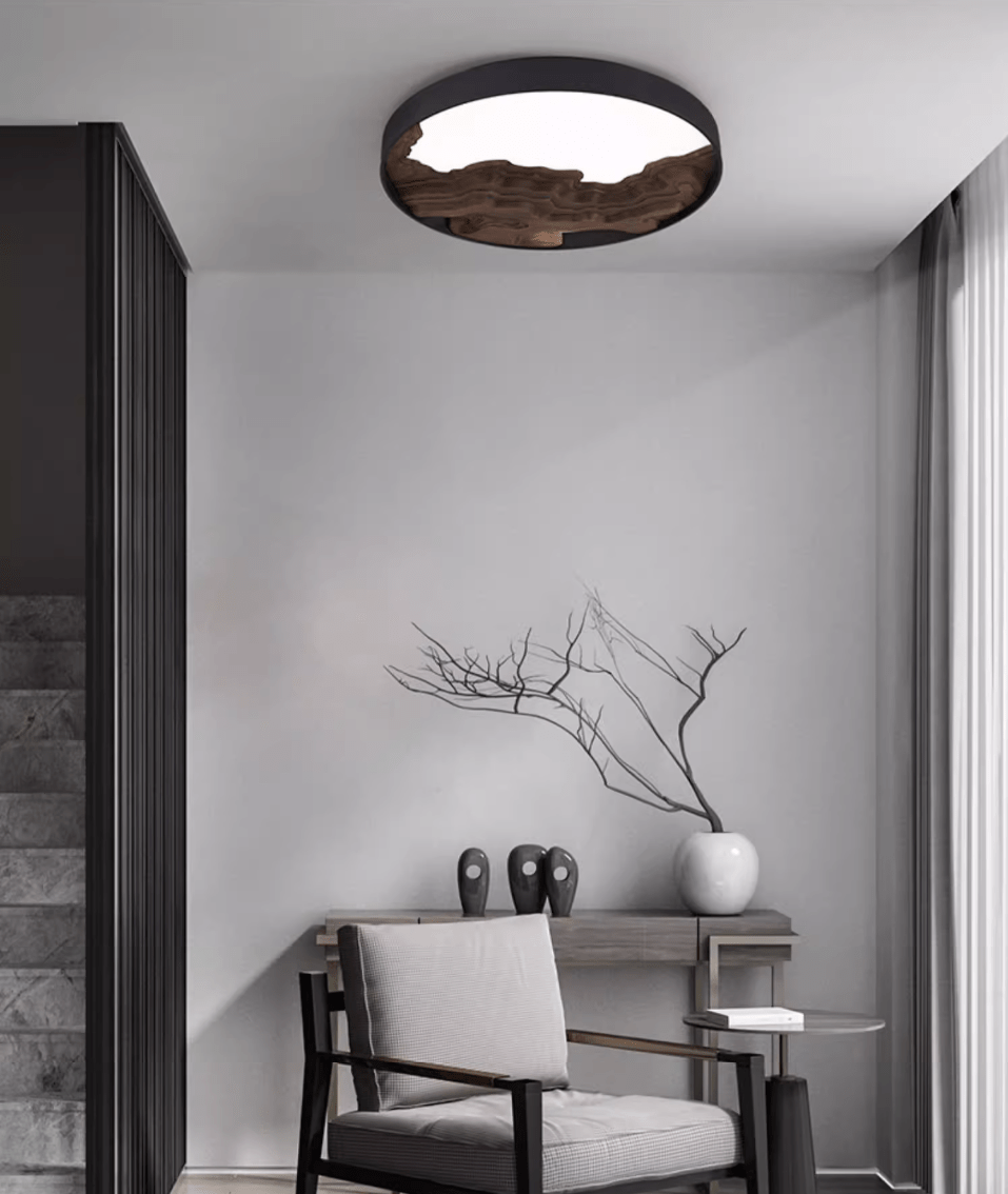 Strata Topographic Wood LED Ceiling Light, Modern Flush Mount