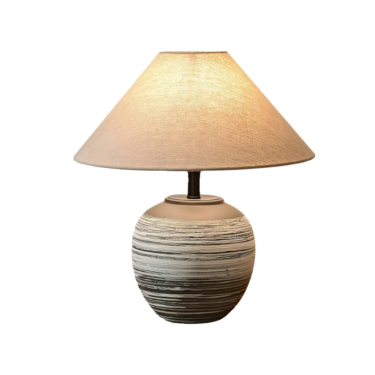 Strata Ceramic Table Lamp – Hand-Finished Layered Ceramic Base with Fabric Shade