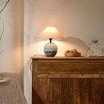 Strata Ceramic Table Lamp – Hand-Finished Layered Ceramic Base with Fabric Shade