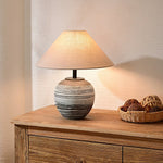 Strata Ceramic Table Lamp – Hand-Finished Layered Ceramic Base with Fabric Shade