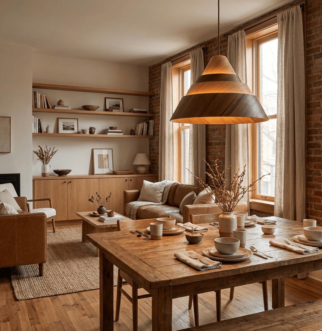 Strata Wood Pendant Light – Sculptural Layered Wood Hanging Lamp for Dining & Living Spaces
