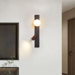 Strato Beam Wall Sconce in Black Travertine and Walnut with Opal Glass