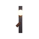 Strato Beam Wall Sconce in Black Travertine and Walnut with Opal Glass