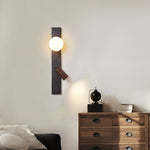 Strato Beam Wall Sconce in Black Travertine and Walnut with Opal Glass