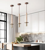 Strato Line Travertine Pendant Light – Modern Brass or Black Cylinder
