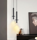 Strato Line Travertine Pendant Light – Modern Brass or Black Cylinder