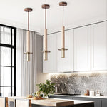 Strato Line Travertine Pendant Light – Modern Brass or Black Cylinder
