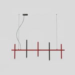 Stratus Line Modern Linear Pendant Light, Red & Black Metal LED Chandelier