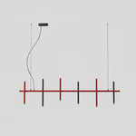 Stratus Line Modern Linear Pendant Light, Red & Black Metal LED Chandelier