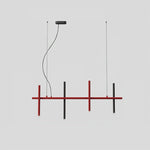 Stratus Line Modern Linear Pendant Light, Red & Black Metal LED Chandelier