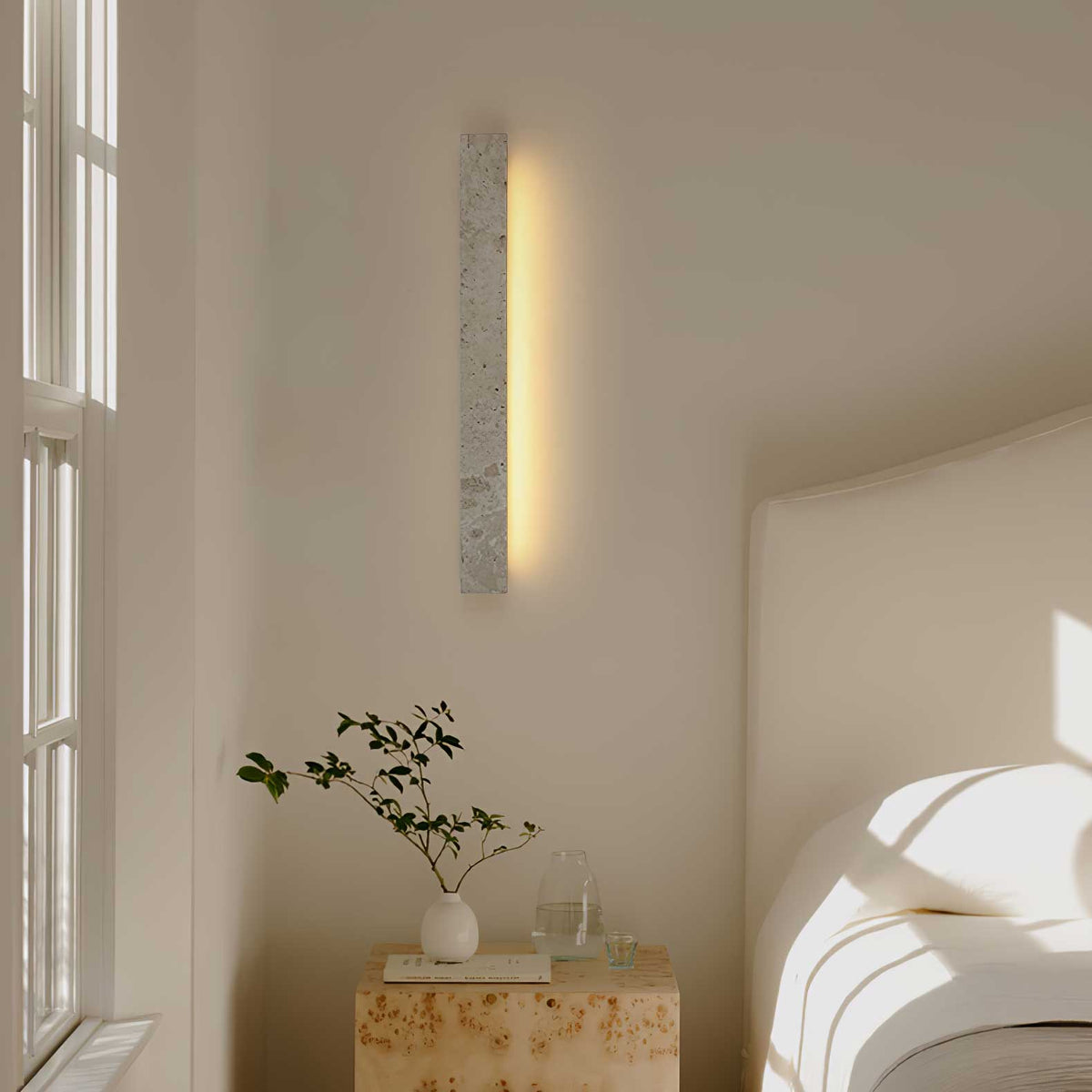 Stravik Wall Light in Natural Travertine – Modern Minimalist LED Sconce