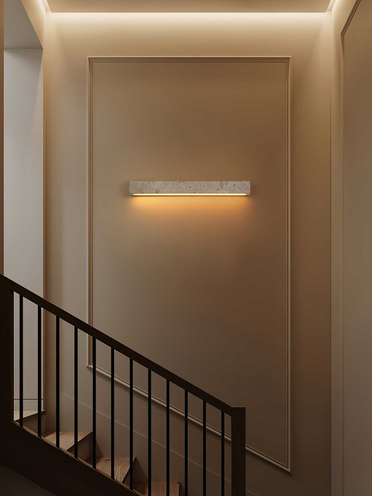 Stravik Wall Light in Natural Travertine – Modern Minimalist LED Sconce