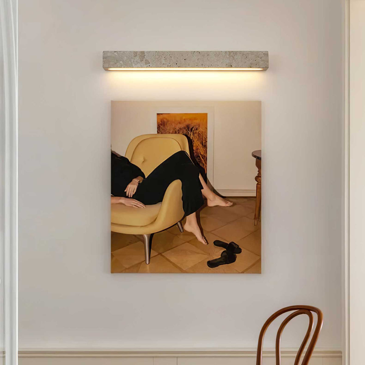 Stravik Wall Light in Natural Travertine – Modern Minimalist LED Sconce