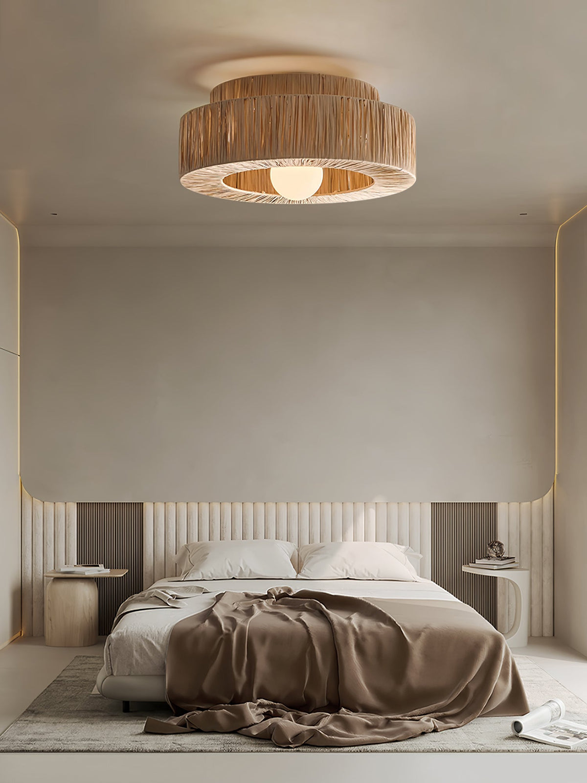 Handwoven Raffia Ceiling Lamp – Natural Straw Pendant Light for Modern Interiors